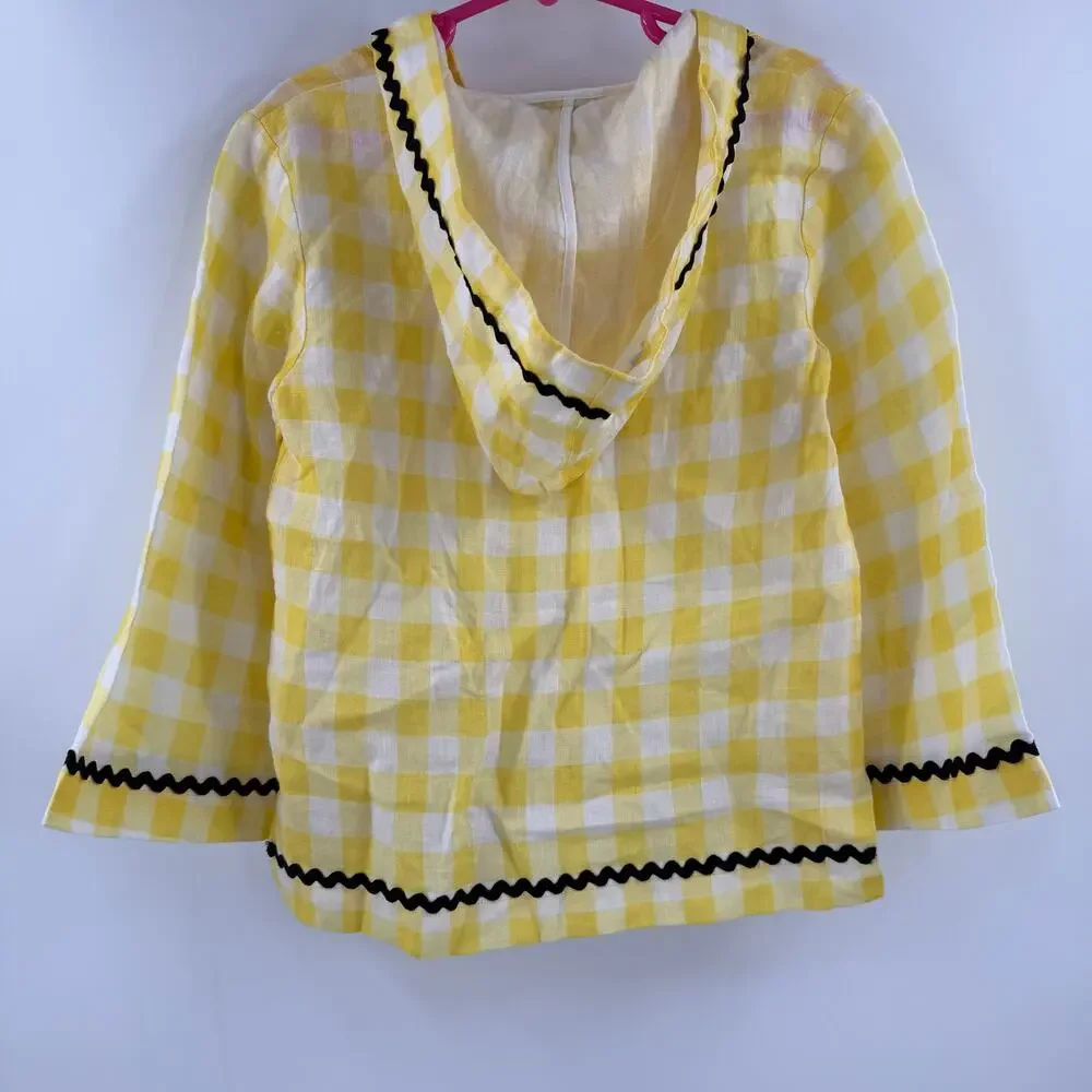 Marysia Bumby Swim x Maisonette CoverUp Size 2 Yellow Gingham Swim Rickrack NWT